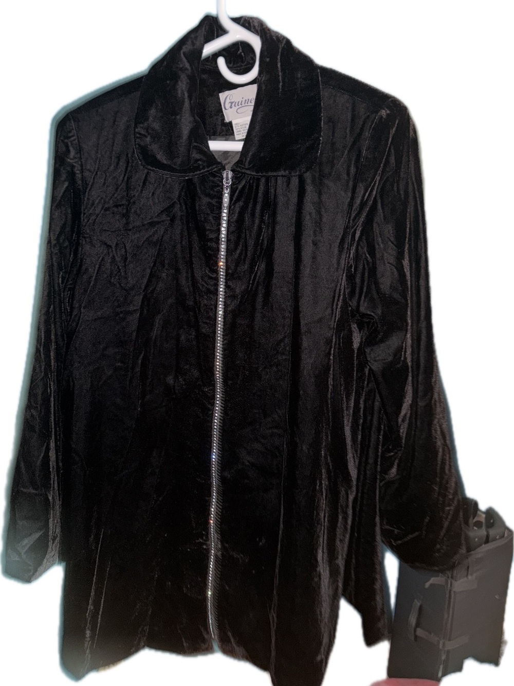 Guinevere Crainne Black Plush Zip-Front Teddy Jacket